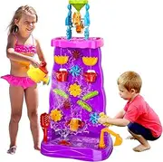 Kids Waterfall Wall Table, Double Side Water Sand Pit Pool Toys Play Ground Activity Centre Park Beach Backyard Indoor Outdoor Game Playset