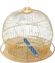 Bird Supplies Parrot Cage Creative Round Bird Cage Metal Cage Decorative Cage Iron Gold Plating Process Cage for Peony Mysterious Wind Canary Love Bird Bird Playground(Color:Package A)