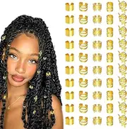 [EUZUXU] 50 Pieces Gold Dreadlocks Jewelry for Braiding Hair Gold Braids Decoration Accessories for Men Women Girls Boys