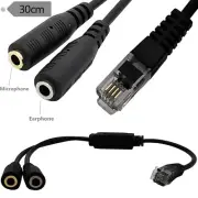 RJ9 Plug to 2 3.5mm Jack PC Headset Phone Cable for Avaya 1600 9600 SNOM Yealink