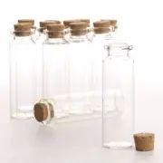 Bulk Buy of 36 Mini Clear Slender Glass Bottles with Corks