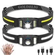 Rechargeable Headlamp 2 Pack High Lumen LED Headlamp Flashlight 9 Modes Red a...