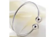 Solid 925 Sterling Silver Ball End Bangle