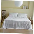 Belgian Linen Sheet Set Solid Color - 6 Pieces (1 Flat Sheet & 1 King White