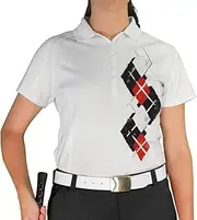 [Golf Knickers] Dry Fit Short Sleeve Graphic Golf Polo Shirt for Women, Argyle Paradise (4A-4Z)