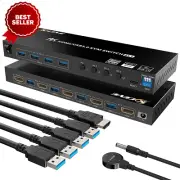 KVM Switch HDMI 4 Port, USB 3.0, 4K 60Hz HDMI & USB Switcher with EDID Simulator