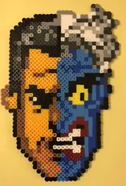 Two Face Harvey Dent DC Comics Perler Bead Pixel Art Handmade Crafted 9"x5.5"