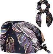 [YTYVAGT] Scrub Caps Women,Scrub Hats Suitable for Women,Ethnic Style Floral Feather