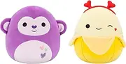 Squishmallows Original 8in Hartman The Purple Monkey + 8in Junie The Banana – Official Jazwares Valentine’s Plush 2-Pack (Little)