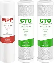SimPure 1-3 Stage Reverse Osmosis Water Filter Replacement Set, Compatible with APEC Essence & Ultimate Series, Pre-Filter for ROES-50, ROES-PH75, RO-90, RO-PERM & Most 10" Water Filter Systems