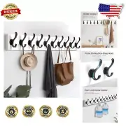Elegant 38.6" Matte White Wall-Mounted Coat Rack with 10 Hooks - Rustic Charm