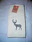 NWT 2 Off White Fingertip Towels Winter Holiday Silver Deer Embroidered 12"x18"