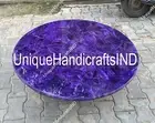 Amethyst Geode Accent End Table on Handmade Lavender Purple Amethyst Table Tops