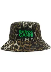 Barbour X Ganni Leopard-print Waxed Bucket hat S/M (UK10-12 / M)