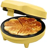 Bestron Waffle Iron for Classic Heart Wafers, Waffle Maker with Non-Stick Coating for Heart-Shaped Waffles, Retro Design, 700 Watt, Colour: Yellow