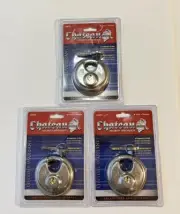 Lot Of 3 Disk Locks Storage Unit Locker Trailer Container Padlocks