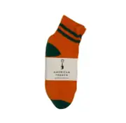 American Trench Coolmax Stripe Quarter Crew Socks NOS NEW Orange/Dark Green