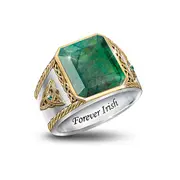 6.6-Carat Rough-Cut Genuine Emerald Irish Pride Ring