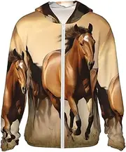 [LHBWCVN] UPF 50+ Light Jacket Full Zip Sun Protection Hoodie for Women Men Long Sleeve Horses Sun Shirts