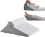 Wedge Pillow Headboard, Adjustable Bed Wedge Back Pillow for Sleeping, Acid Reflux, Back Pain Relief, Snoring, Post Surgery Recovery, 56 * 56 * 30cm White Grey