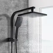 ACA WELS Shower Head Set 8" Rain 3-MODE Handheld Heads Square Black WELS High Pressure