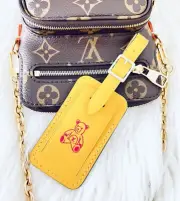 Louis Vuitton Large Luggage Tag Mustard Yellow Doudou Teddy Bear Pink