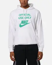 [Nike] Nike Club French Terry Pullover Hoodie White/white/green - Size 2XL 2XL White/White/Gre