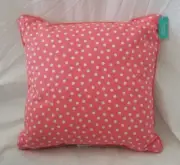 Pillowfort Polka Dots & Stripe Peach & White Decorative Pillow 16" x 16" NIP