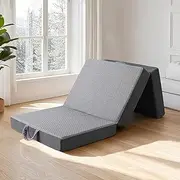 Tri Folding Mattress Single Size - Foldable Mattresses for Travel/RV/Camping/Road Trip/Guest Room/Yoga, Tri-fold Memory Foam Mattress with Washable Cover, Handle & Non-Slip Bottom (190x63x10cm)