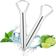 2-Pack Tongue Scraper, 100% Useful Surgical Stainless Steel Tongue Cleaner for Both Adults and Kids, Professional Reduce Bad Breath Metal Tongue Scrapers, Help Your Oral Hygiene