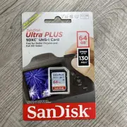 SanDisk Ultra Plus 64GB SD Card Class 10, V10, 130MB/s, SDXC, UHS-I NEW, sealed