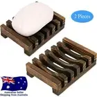 2 Pack Soap Dish Wooden Soap Saver Holder Soap Tray Rectangular for Bathroom