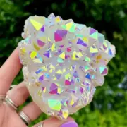 5Pcs Rainbow Aura Quartz Cluster Titanium Geode Raw Crystal Healing Energy Decor