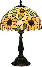 Tiffany Style Table Lamp,Vintage Bedside Lamp Desk Night Light 12 Inch Stained Glass Lampshade Suitable for Living Room Bedroom,E27/E26*1,110-240V,A