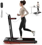 [Costway] 2 in 1 Folding Treadmill with Incline, 3.0HP Under Desk Walking Pad Treadmill with Remote Control, APP and LED Display, Walking and Jogging Machine for Home and Office