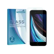 2 Pack MEZON Apple iPhone SE 2020 (4.7") Clear Tempered Glass Screen Protectors