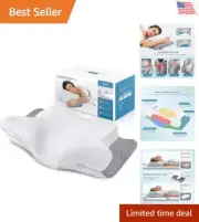 Memory Foam Neck Pillows: Pain Relief, Contour, Cooling Pillowcase - 24x14x3.74