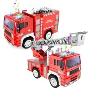 Fire Engine Toy, 2Pcs Fire Truck Toy with Lights and Sounds, Durable Realistic