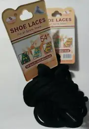 2 Pair Of Round Boot Laces Heavy Duty Sneakers, Work Hiking Boots Color Black.