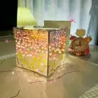 Led Tulip Night Desktop Lamp Tulip Night Mirror Lamp Battery Powered Flower