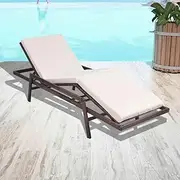 VRAXO Sun Lounger with Cushion Poly Rattan Brown -19.26KG,43107