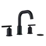 8 Inch 2 Handle Widespread Bathroom Faucet Black by JAKARDA, 360 Swivel Spout...