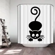 Black and White Suspicious Cat Shower Curtain