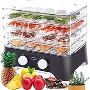 Food Dehydrator for Beef Jerky, Fruit, 4 Trays 35-70℃ Temperature Adjustable for Herbs, Meat, Vegetables, and Healthy Snacks