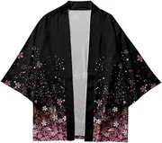 [HAORUN] Men Japanese Kimono Coat Loose Yukata Outwear Long Bathrobe Tops Vintage