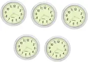 5pcs Car Quartz Clock Luminous Stick- on Clock Gold Clock Auto Clock Mini Cars Clock Automotive Watch Clock Automatic Watch Auto Interior Watch Automotive Dash Clock Steel Silver
