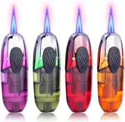 4 Pack of Torch Lighter Jet Flame Lighter Refillable Butane Gas Windproof Jet