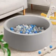 Kids Ocean Foam Ball Pit Children Fun Activity With Detachable Bottom Pad Grey