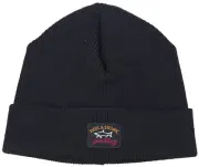 PAUL & SHARK YACHTING Men's Winter Hat Beanie Virgin Wool Acrylic Black