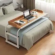 Extendable Rolling Overbed Table, Height & Length Adjustable Bedside Laptop Table Mobile Computer Workstation for Home Office Use(C,120cm)